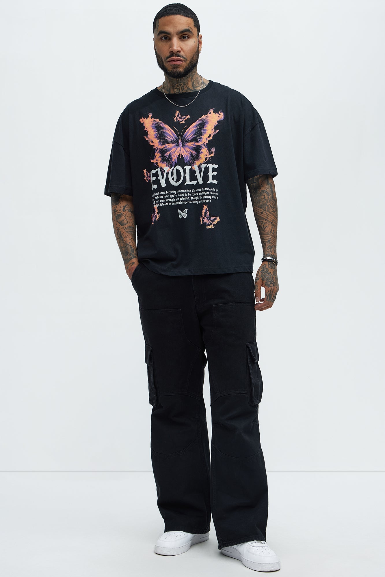 Evolve And Be Free Oversized Short Sleeve Tee - Black