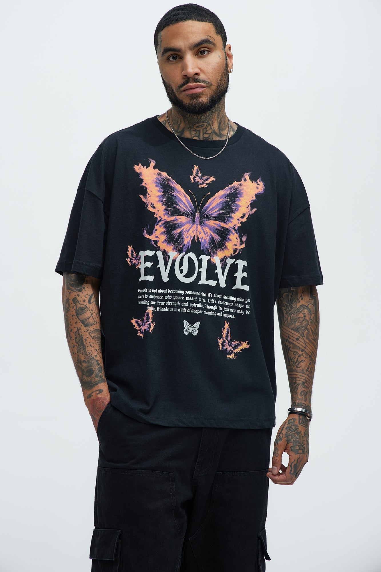 Evolve And Be Free Oversized Short Sleeve Tee - Black