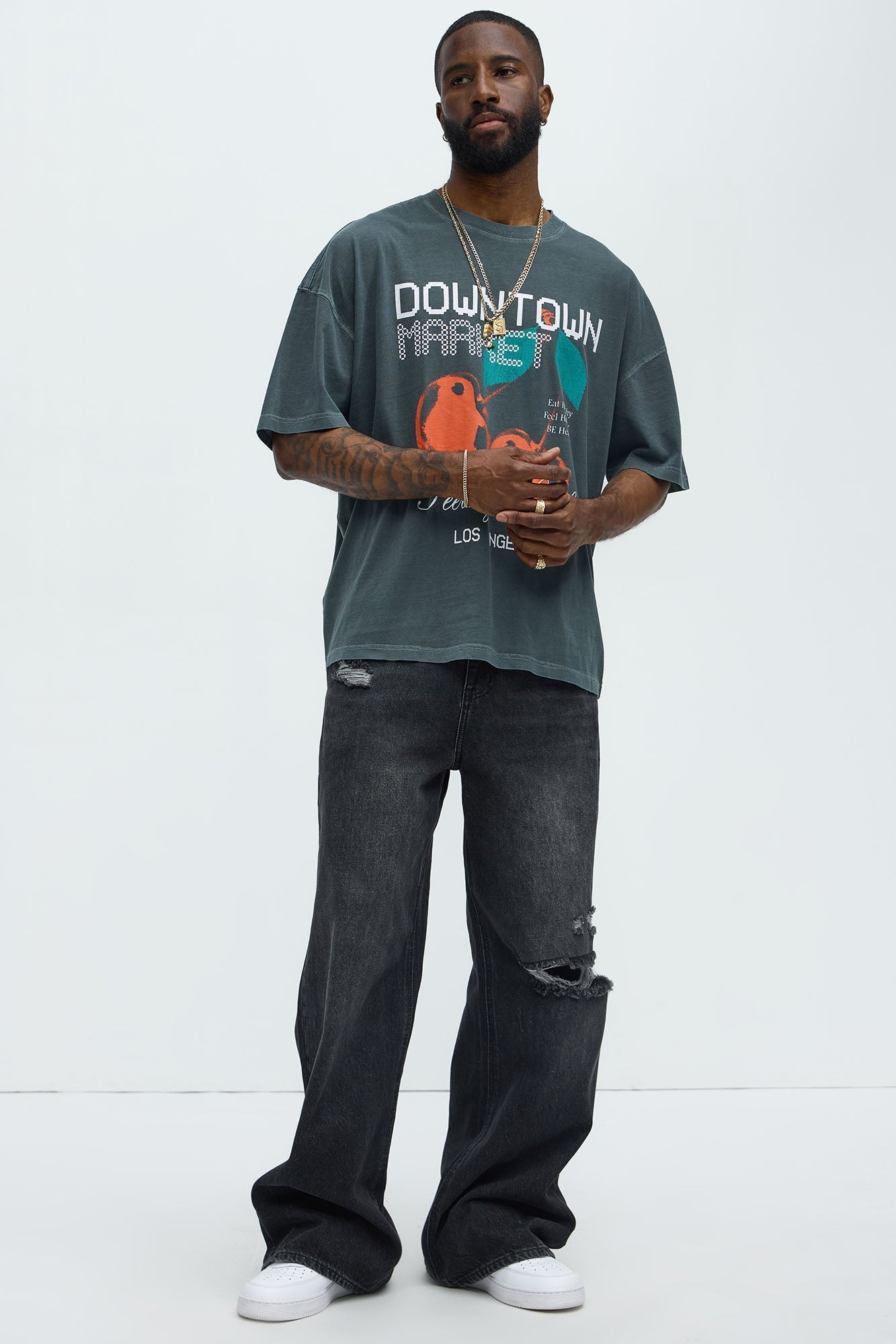 Downtown Market LA Oversized Short Sleeve Tee - Grey