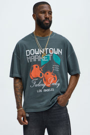 Downtown Market LA Oversized Short Sleeve Tee - Grey