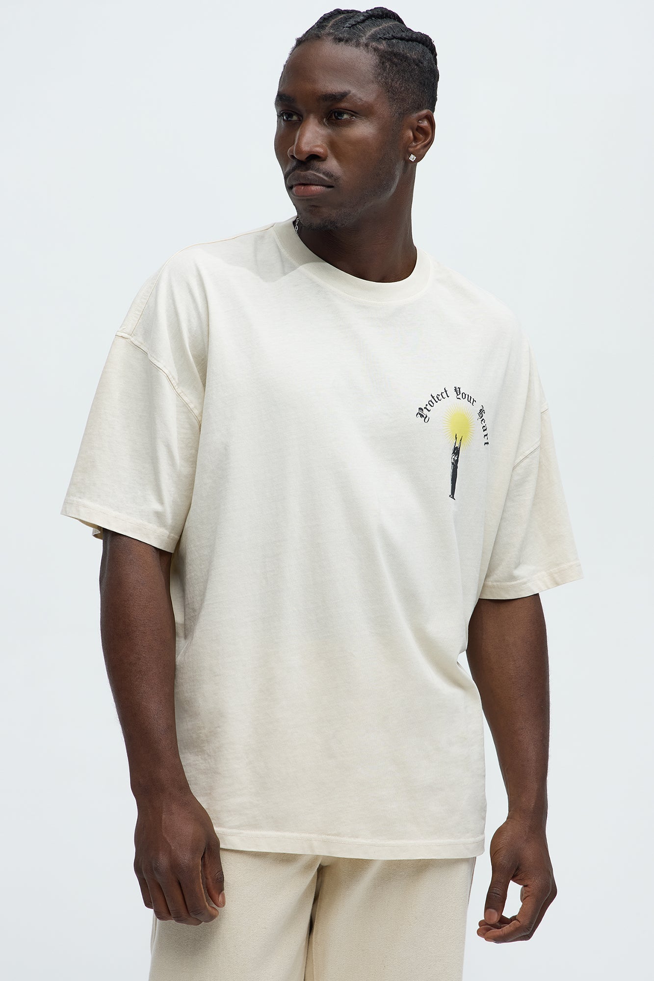 Protect Your Heart Oversized Short Sleeve Tee - Cream