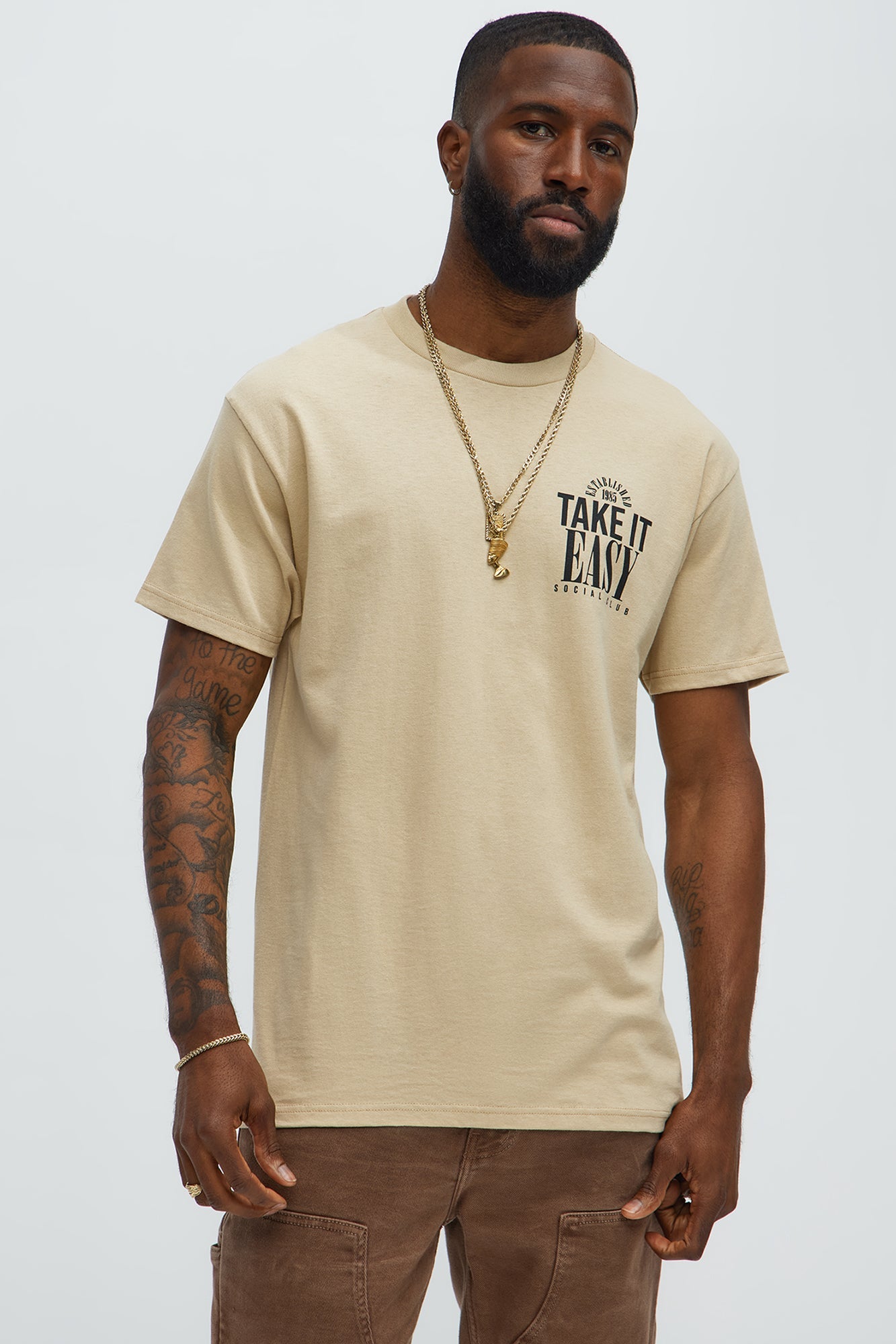 Take It Easy Relax Short Sleeve Tee - Sand