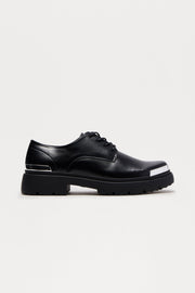 Metallic Detail Chunky Lace Up Shoes - Black