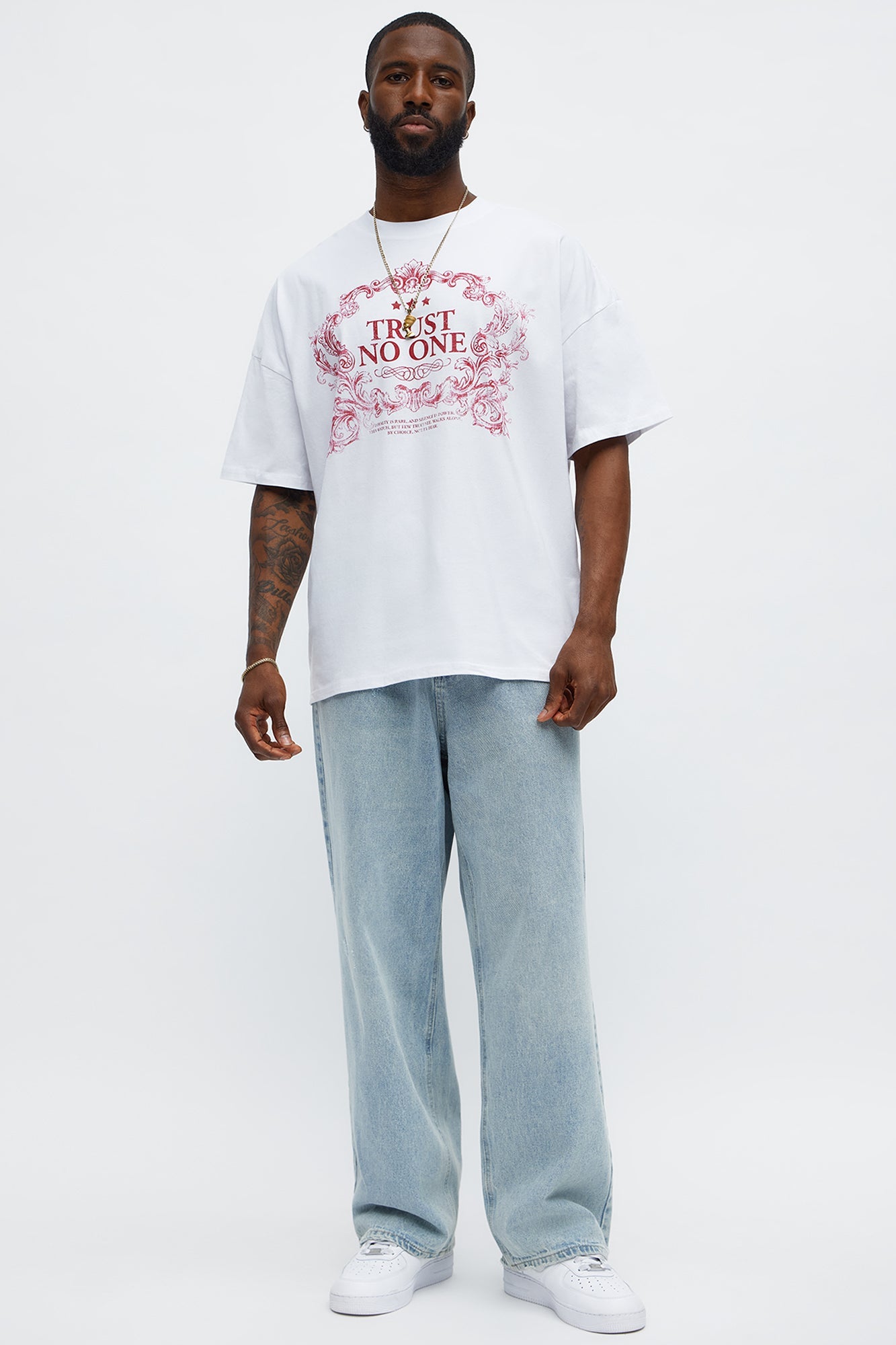 Trust No One Royality Oversized Short Sleeve Tee - White