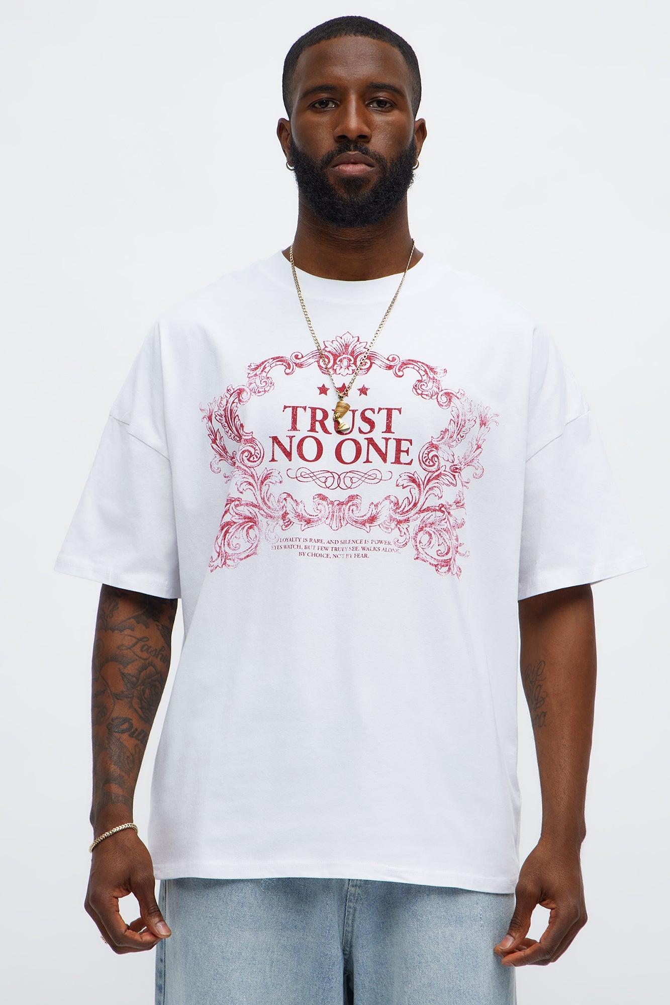 Trust No One Royality Oversized Short Sleeve Tee - White