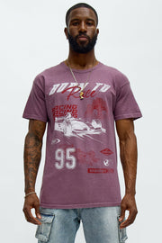 Born To Race Oversized Short Sleeve Tee - Purple