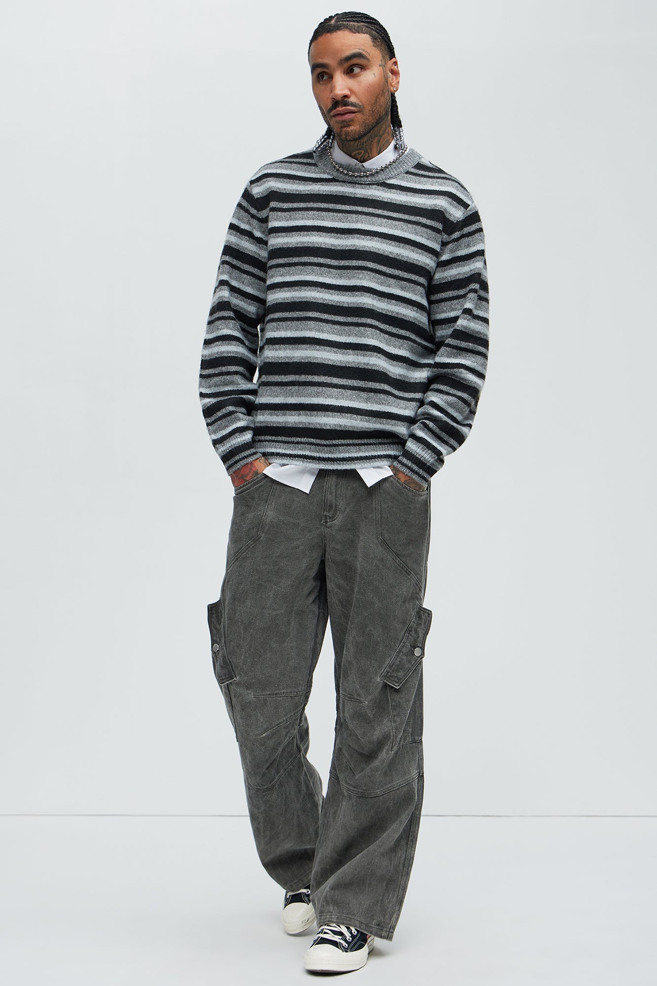 Lookin For Attention Striped Sweater - Black/combo