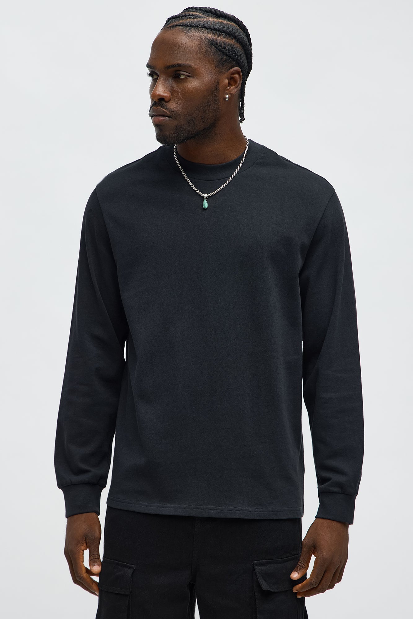 Oversized Heavyweight Long Sleeve Tee - Black