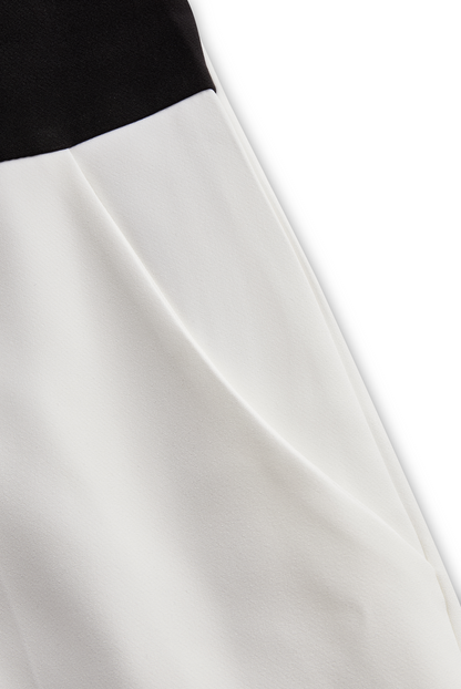 Daily Drop Mart White Black Lapel Sleeveless Jumpsuit 