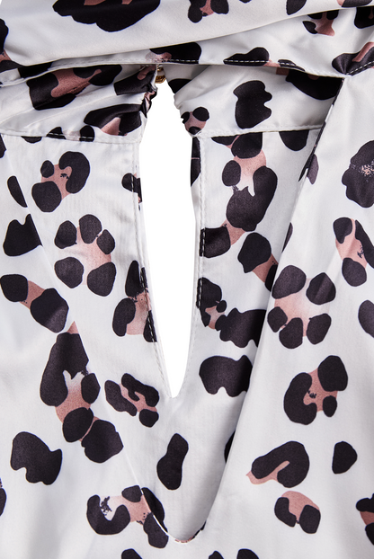 Leopard Print Deep V Halter Neck Top by Daily Drop Mart 