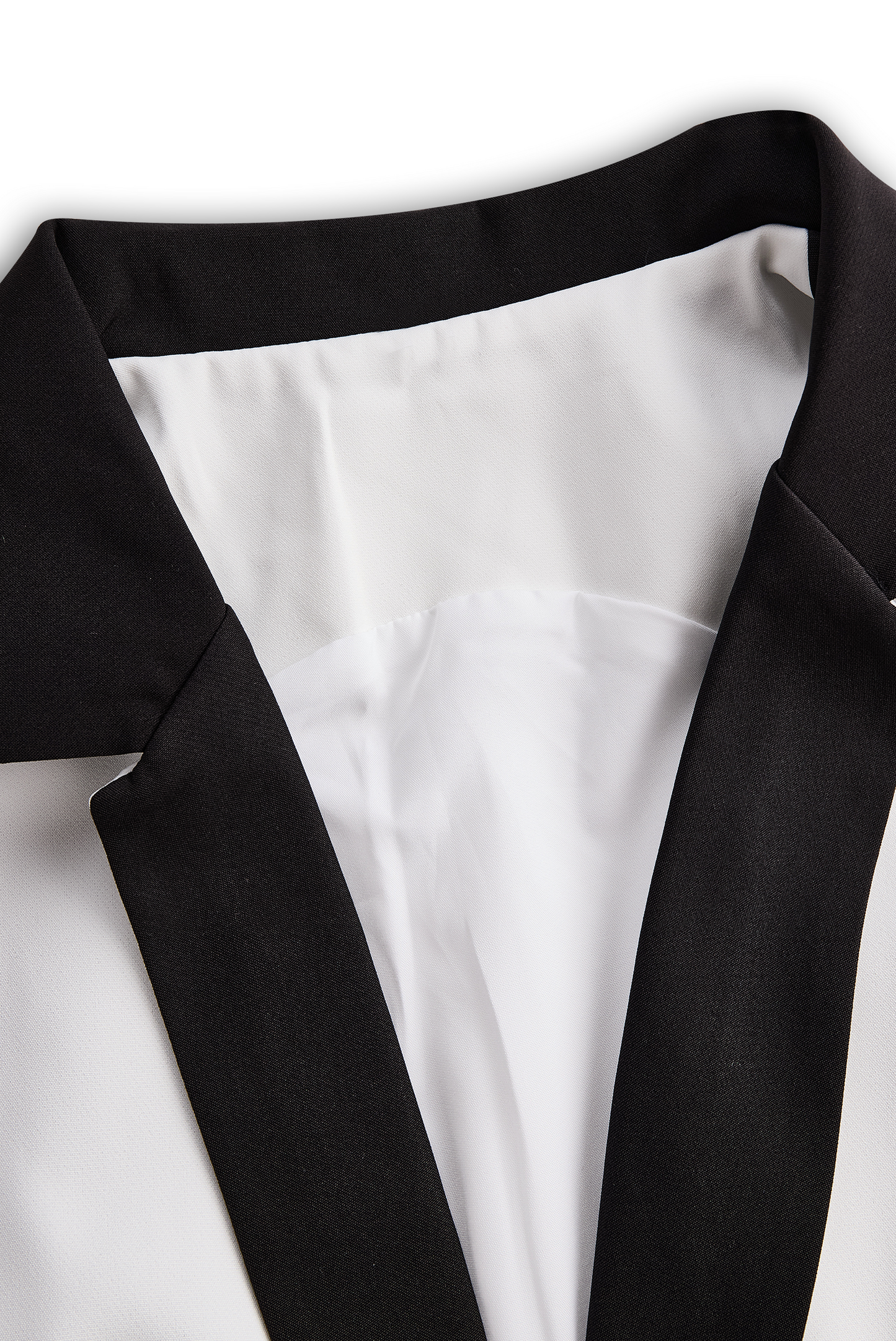 Daily Drop Mart White Black Lapel Sleeveless Jumpsuit 