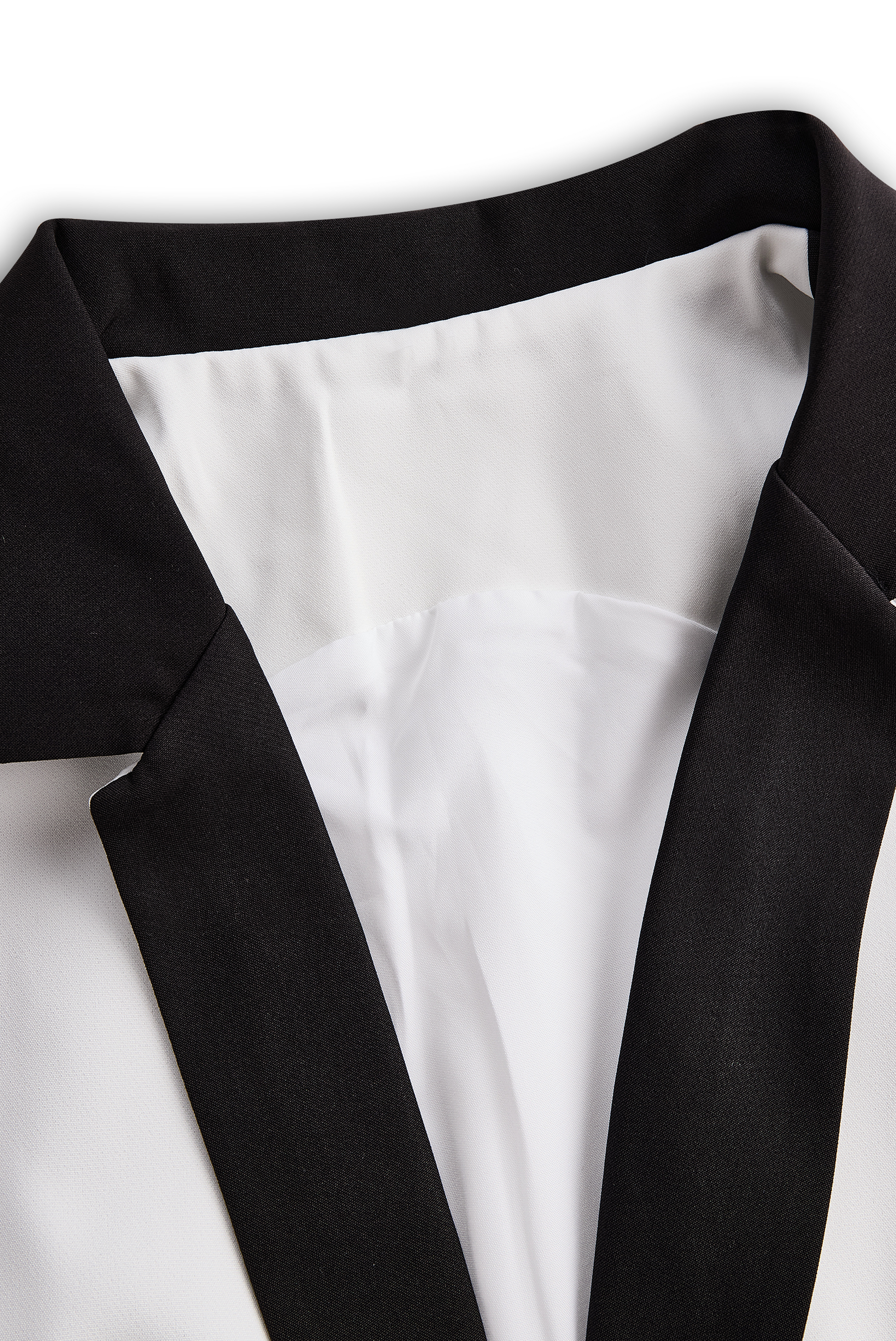 Daily Drop Mart White Black Lapel Sleeveless Jumpsuit 