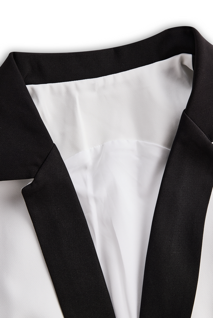 Daily Drop Mart White Black Lapel Sleeveless Jumpsuit 