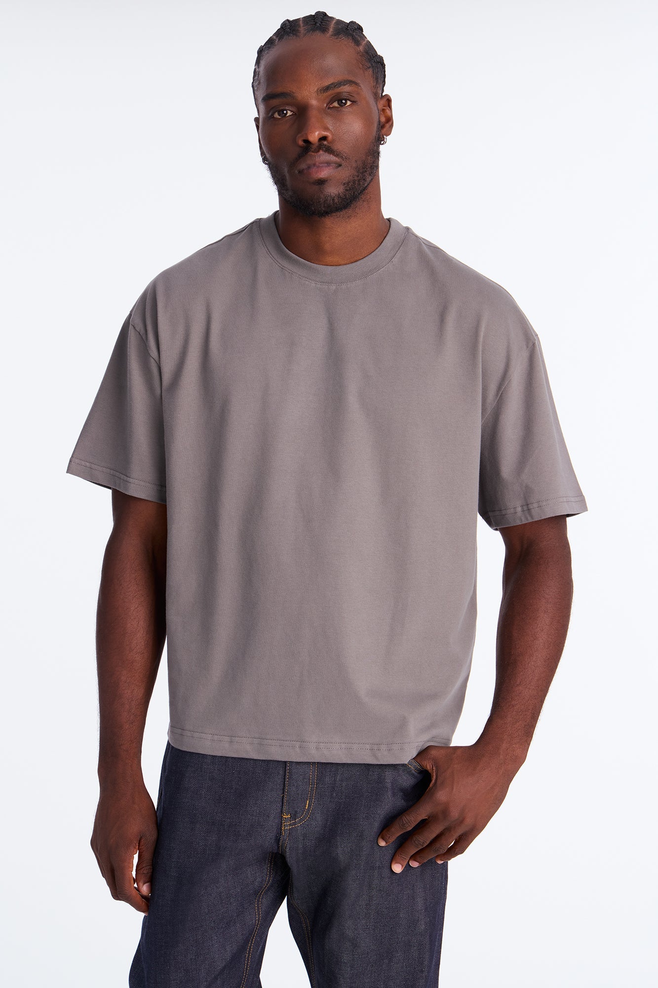 Boxy Premium Midweight Tee - Dark Grey