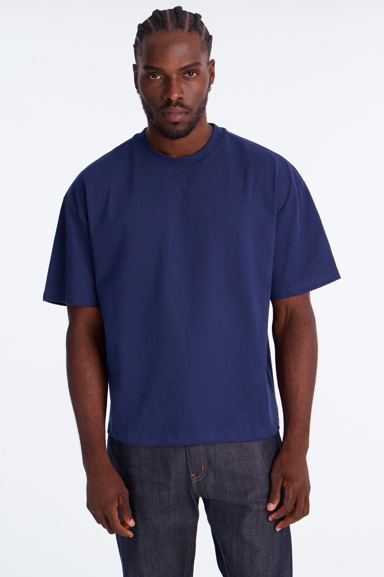 Boxy Premium Midweight Tee - Navy