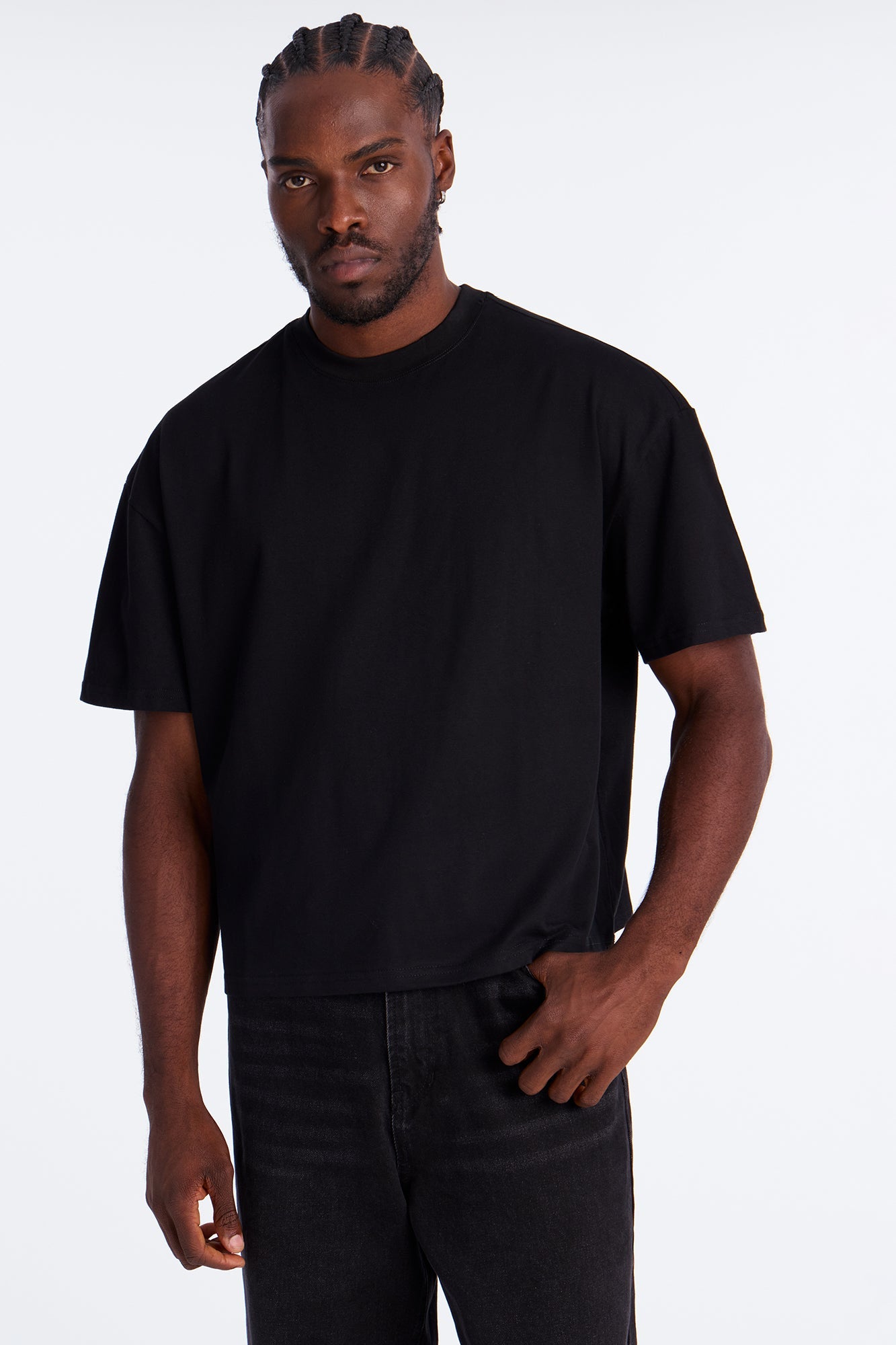 Boxy Premium Midweight Tee - Black