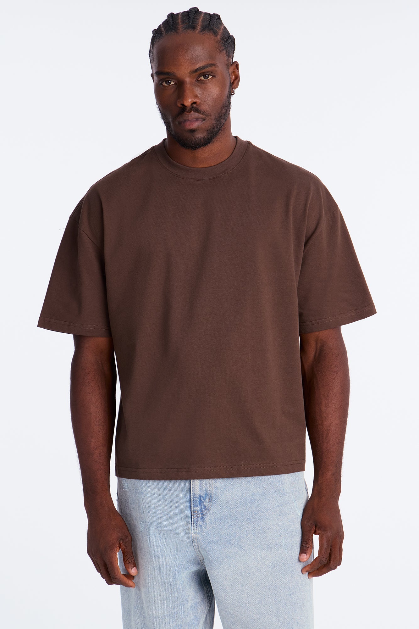 Boxy Premium Midweight Tee - Brown