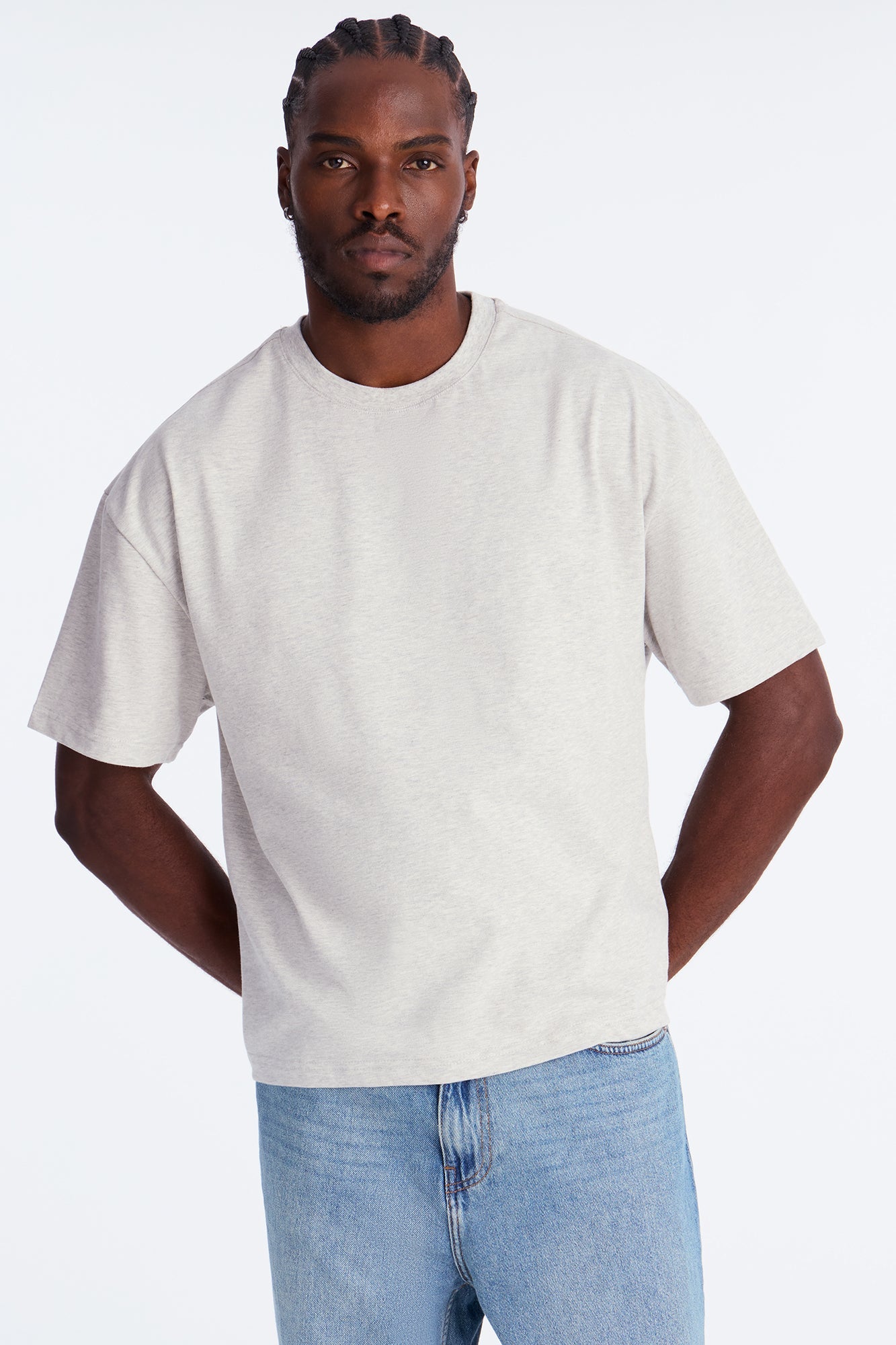 Boxy Premium Midweight Tee - Heather Grey