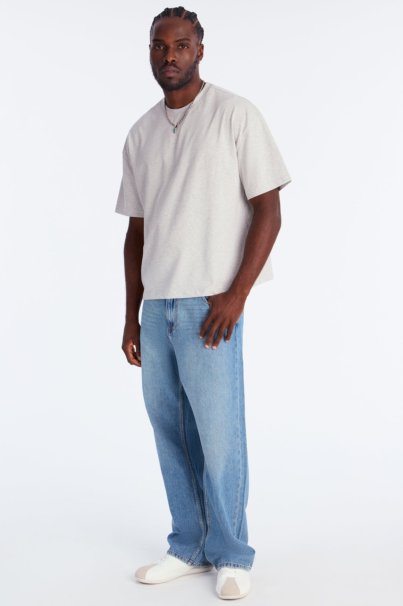 Boxy Premium Midweight Tee - Heather Grey
