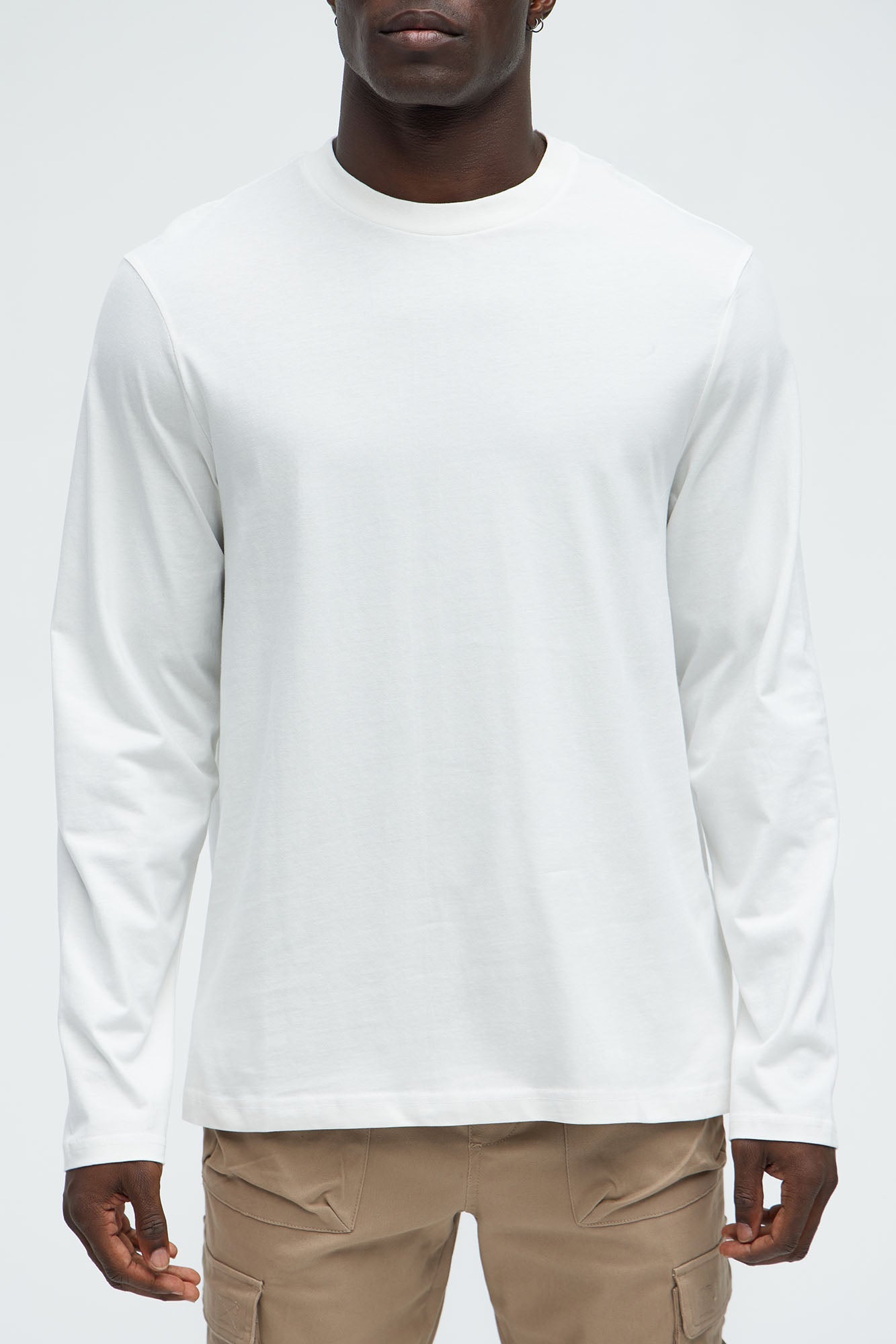 Essential Long Sleeve Crew Tee - White