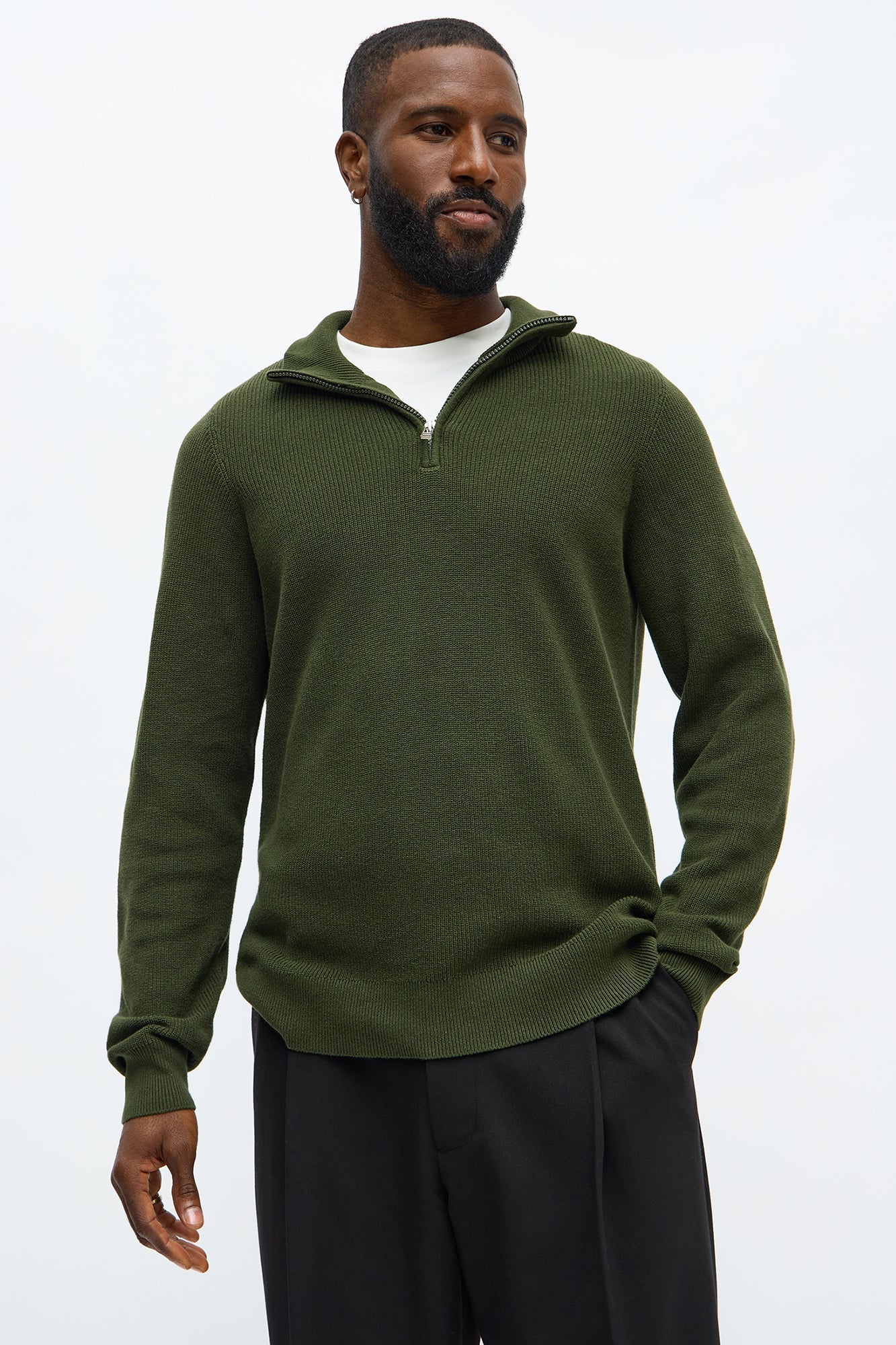 Shawn Quarter Zip Sweater - Olive