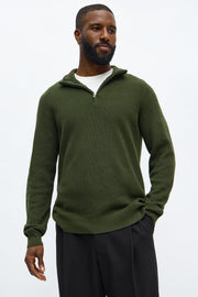 Shawn Quarter Zip Sweater - Olive