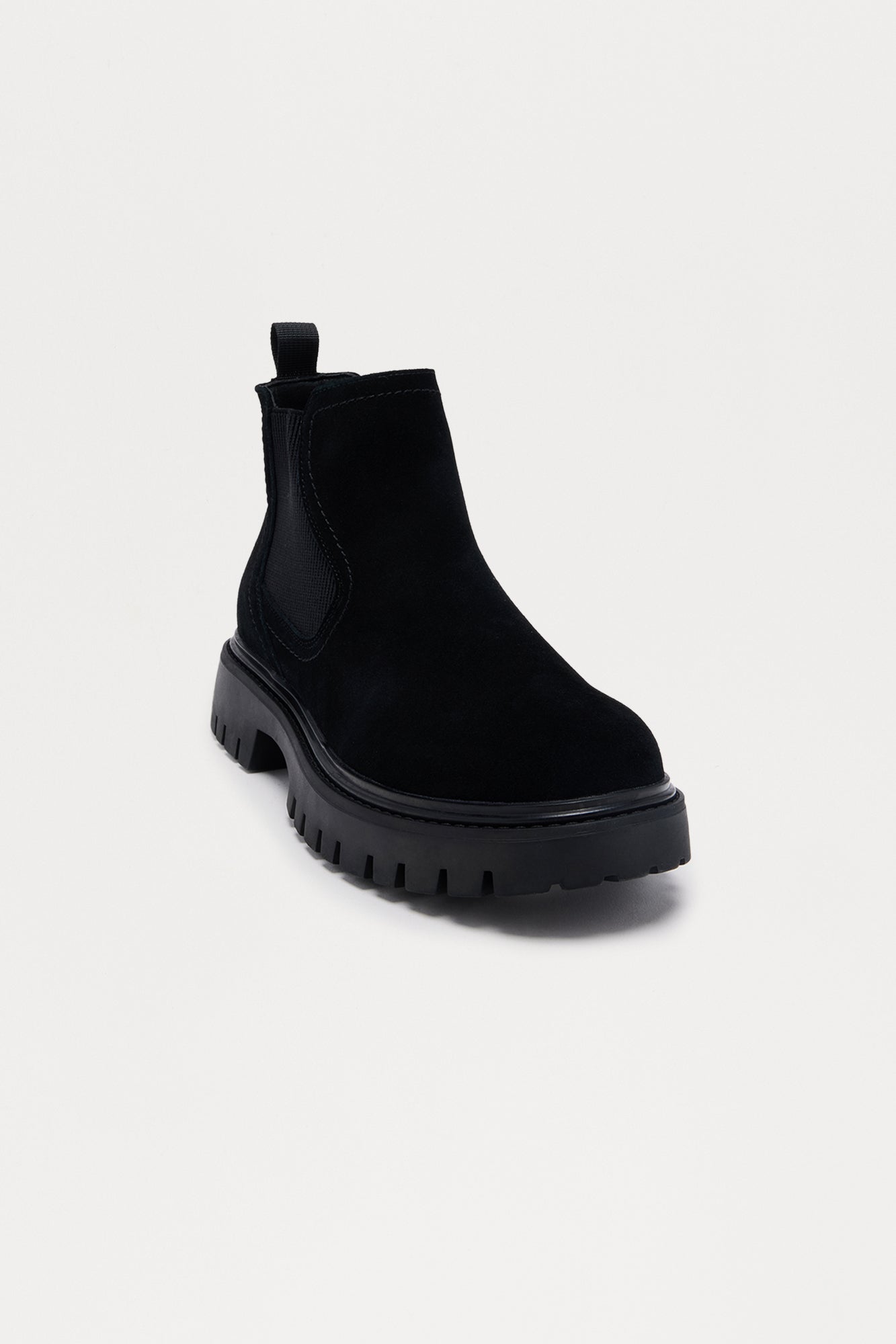 Premium Suede Chunky Slip On Boot - Black