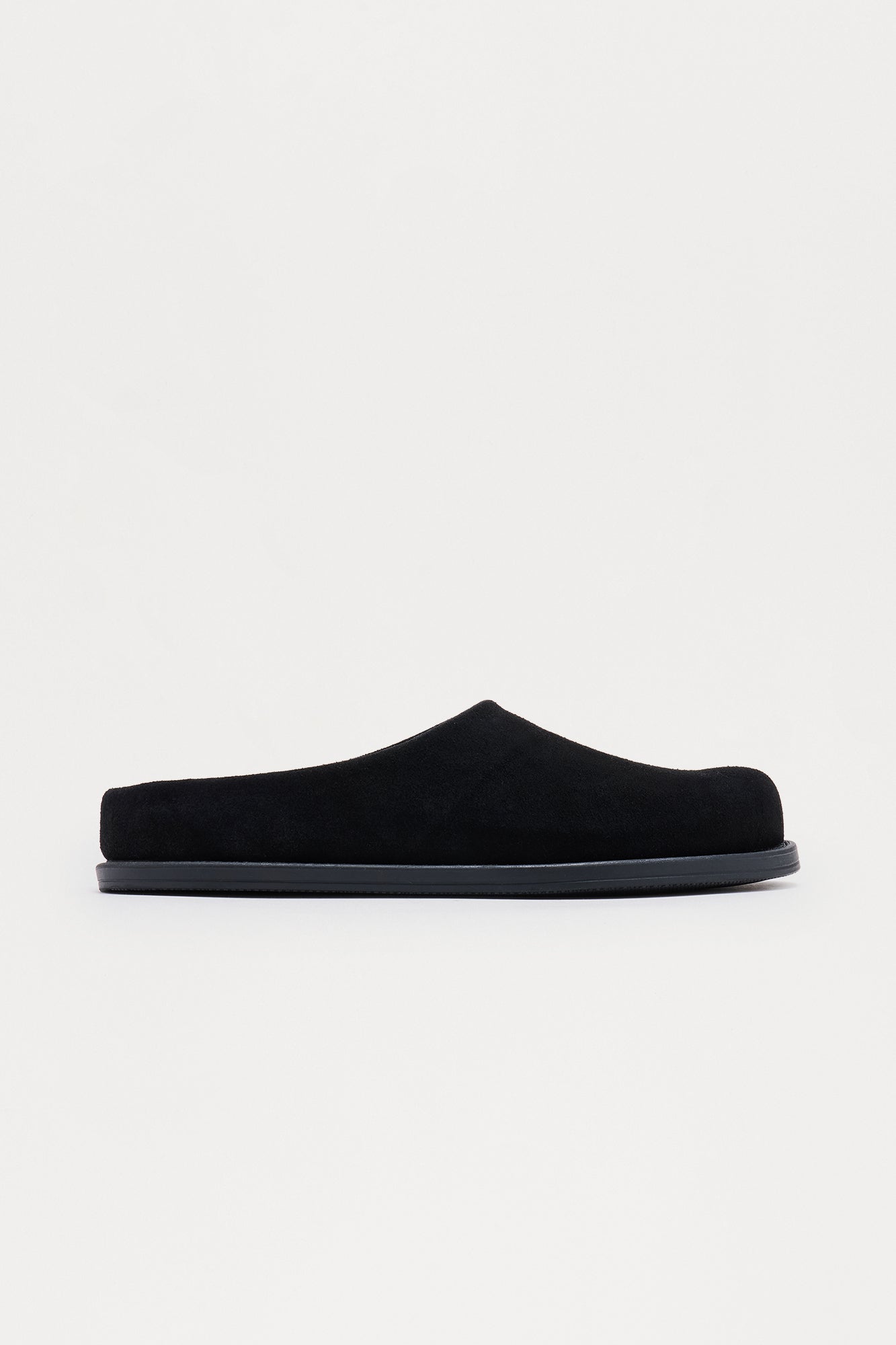 Genuine Textured Suede Slip On Mule - Black