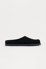 Genuine Textured Suede Slip On Mule - Black