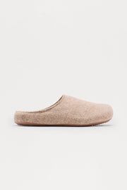 Brushed Texture Slip On Mule - Beige