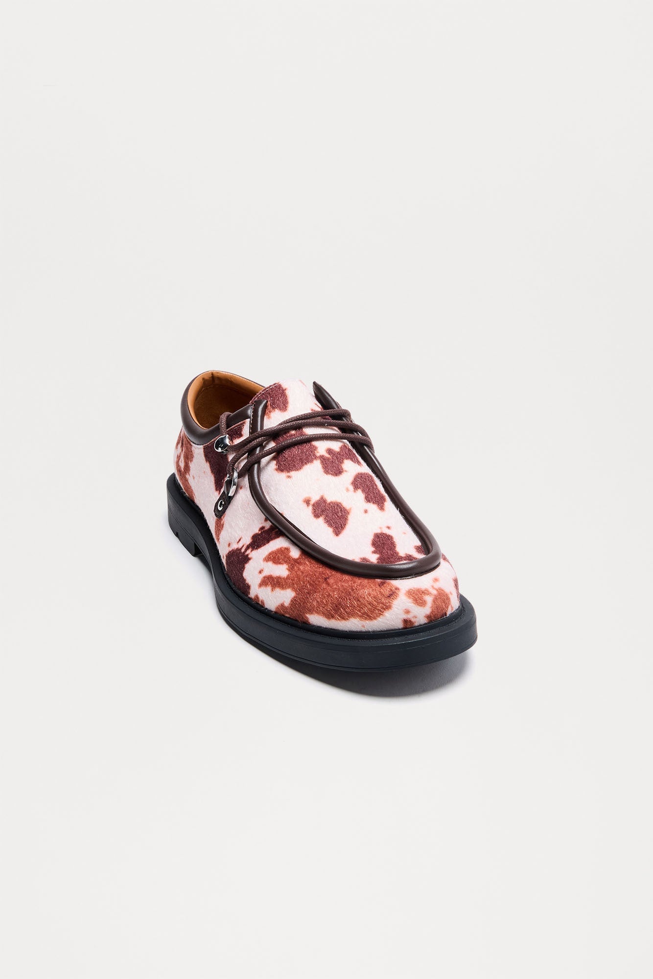 Printed Texture Moc Toe Lace Up Shoe - Tan/Multi
