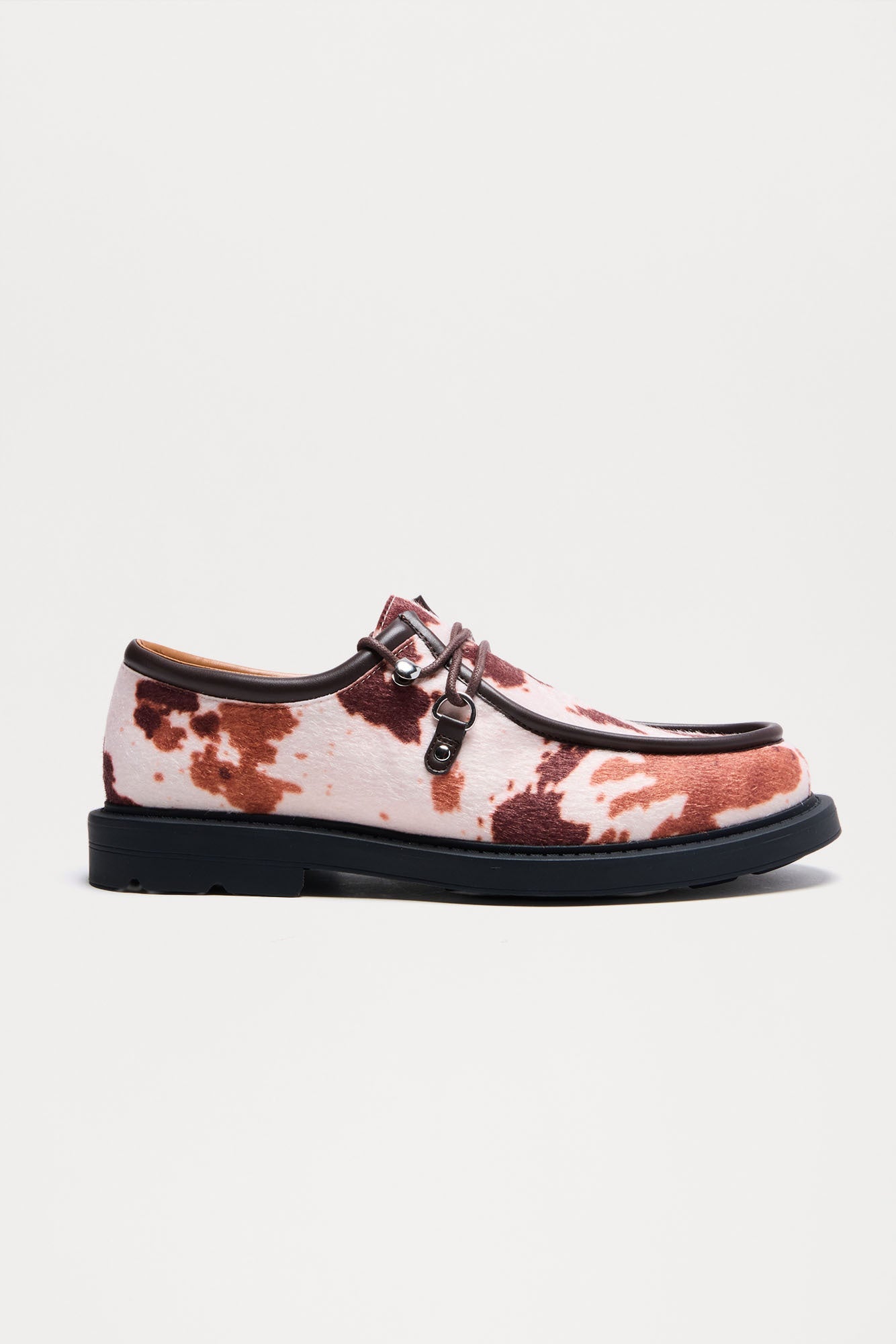 Printed Texture Moc Toe Lace Up Shoe - Tan/Multi