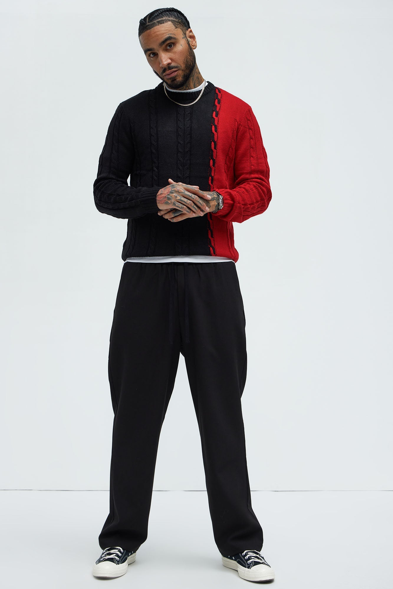 Cody Cable Knit Sweater - Black/combo