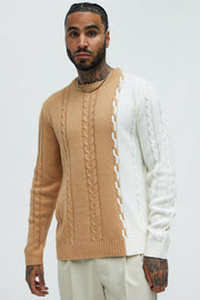 Cody Cable Knit Sweater - Camel/combo