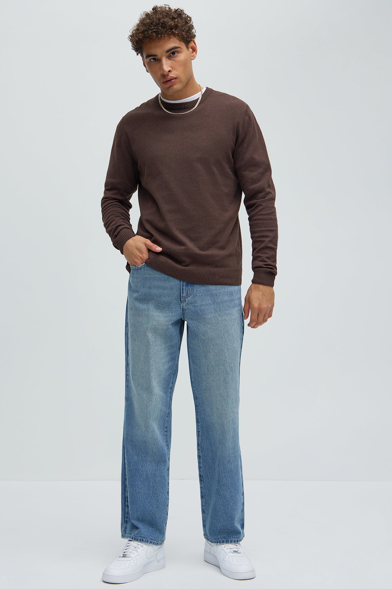 Cozy and Cool Crewneck Sweater - Brown