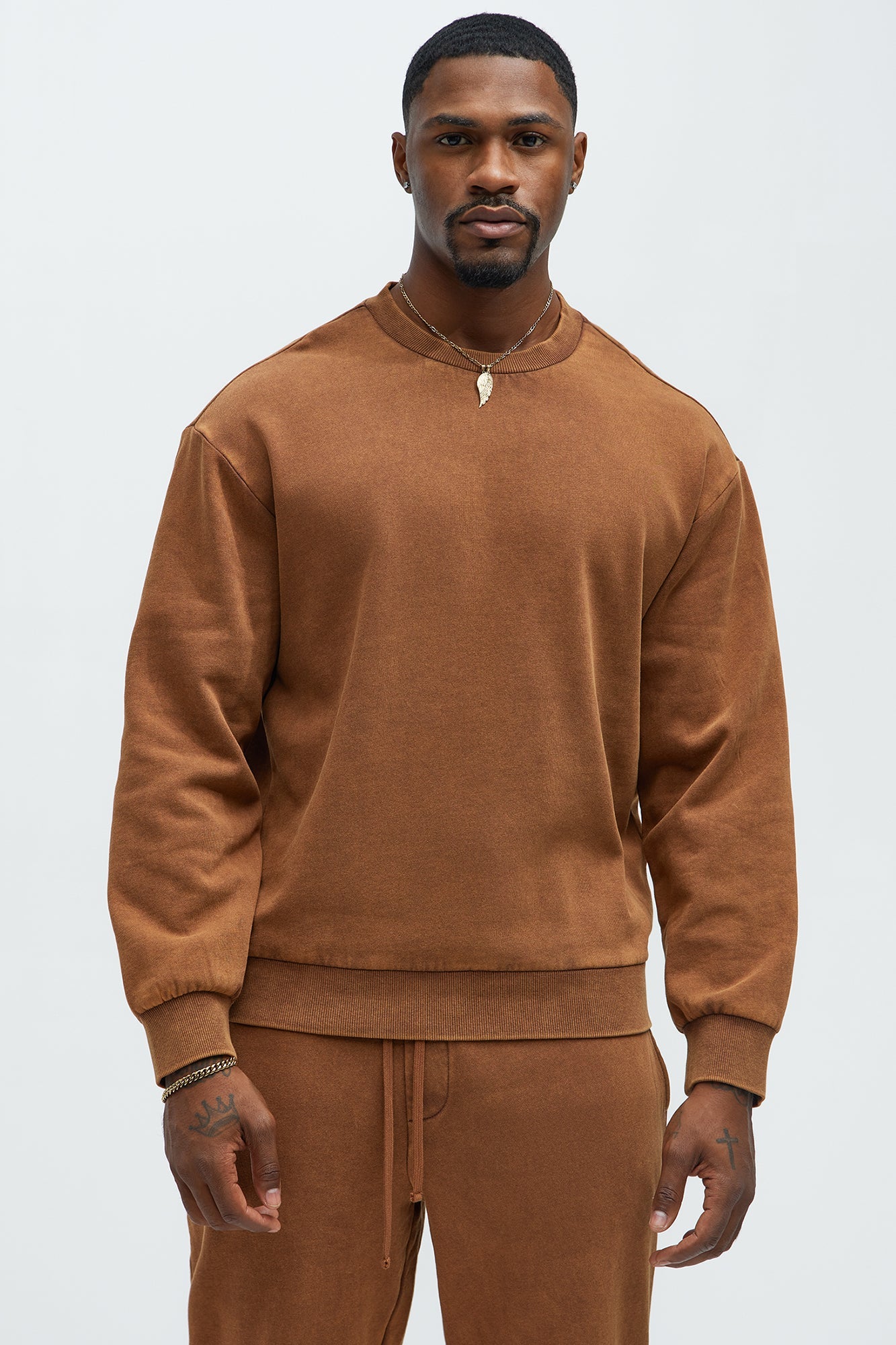 Tyson Heavy Wash Crewneck Sweatshirt - Dark Brown