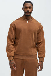 Tyson Heavy Wash Crewneck Sweatshirt - Dark Brown
