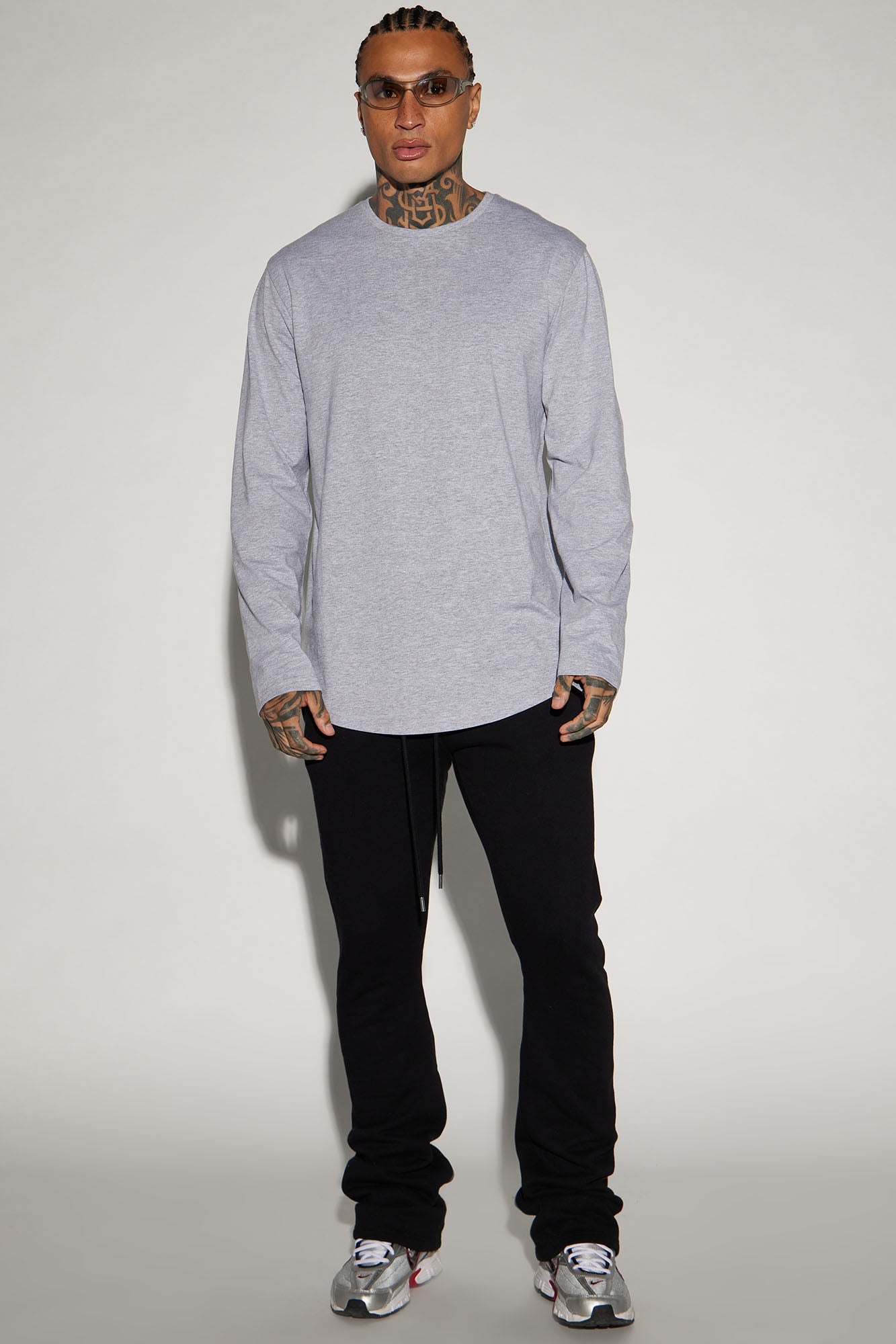 Essential Long Sleeve Scallop Tee - Grey