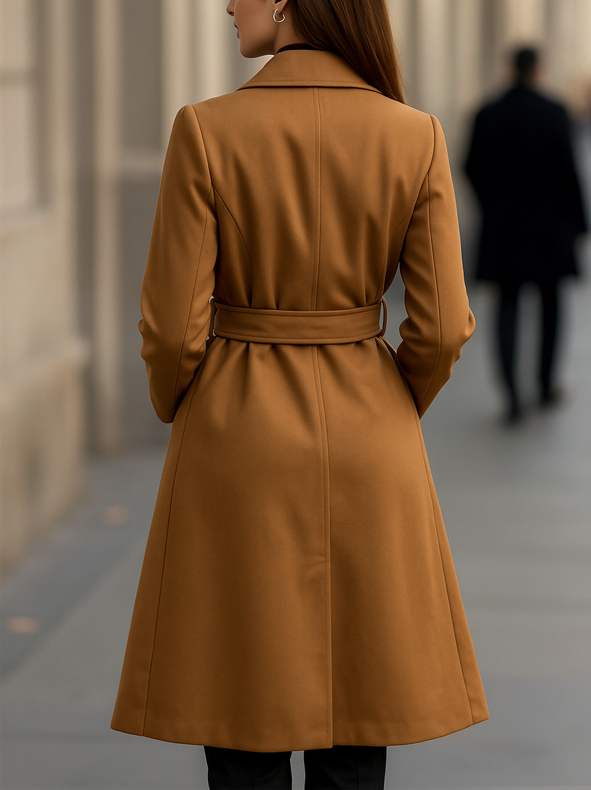 Daily Drop Mart Classic Camel Wool Belted Trench Coat 