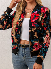 Elegant Floral Bomber Jacket – Trendy and Comfortable for Spring and Autumn